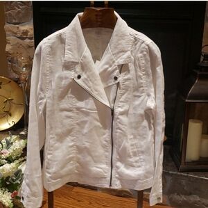 Nwt large Cynthia Rowley linnen jacket blue with silver zipper